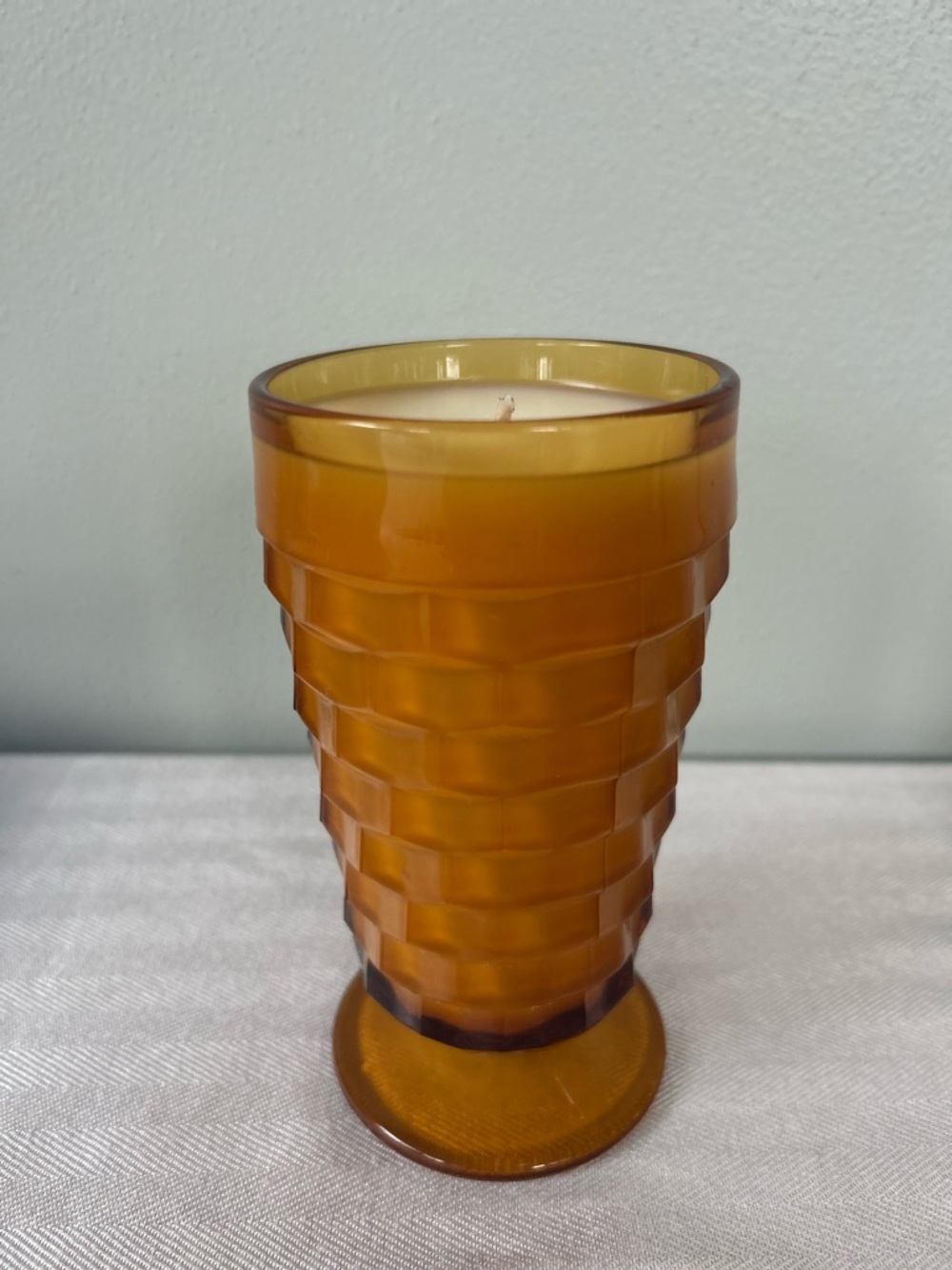 Amber Whitehall Vintage Glass Candle - Hand Poured Coconut Soy Wax - 12 oz